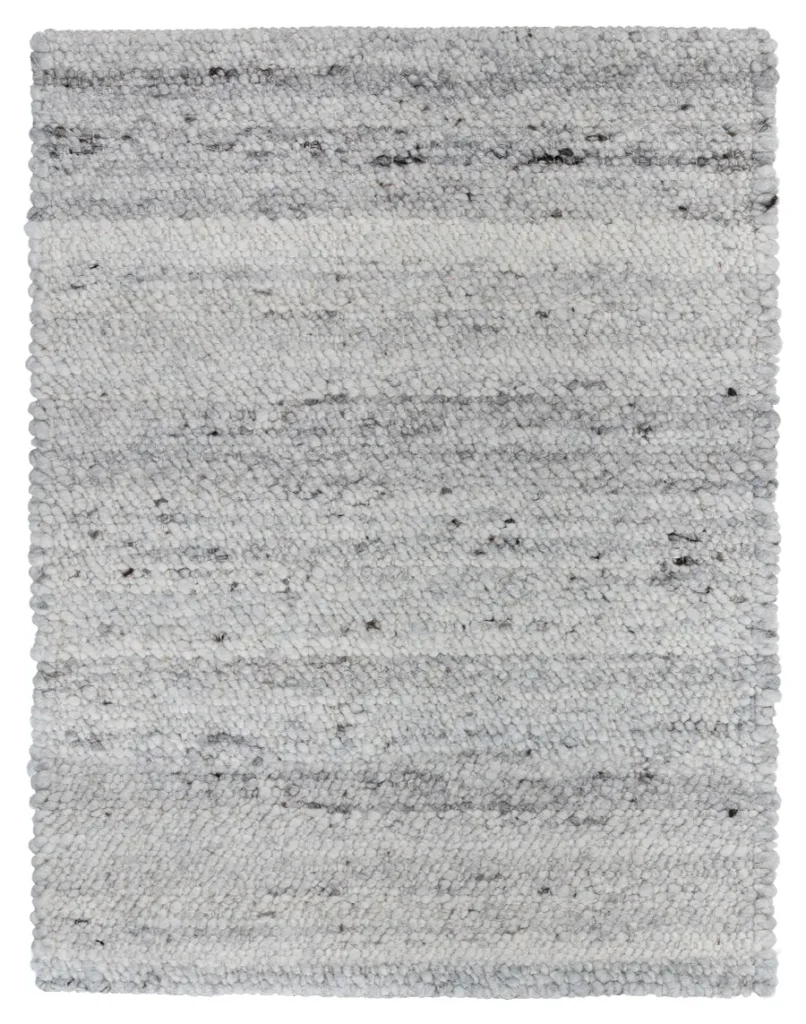 Belgium Smoke-Handwoven Textured Boucle Wool Rug-Ivory (AWBG-SK)