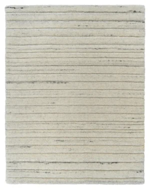 Celebrity Handloomed Textured Striped Wool Rug in French Garlic (AWCR-FG)