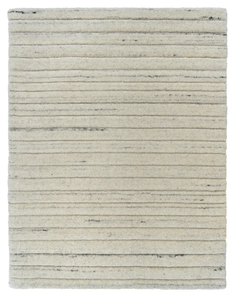 Celebrity Handloomed Textured Striped Wool Rug in French Garlic (AWCR-FG)