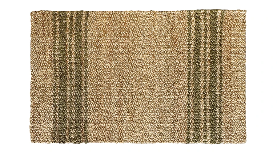 Terra Column Natural/Olive Green – Handwoven Jute Entrance Mat with Latex Backing (AJR101-NG-LB)
