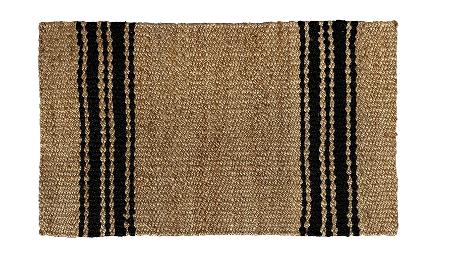 Terra Column Natural/Black – Handwoven Jute Entrance Mat with Latex Backing(AJR101-LB)