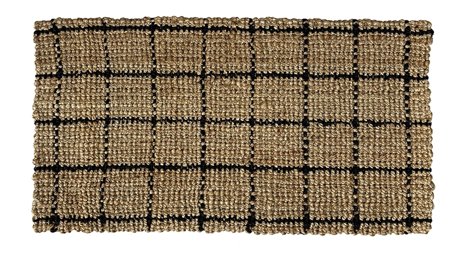 Bouclé Check Natural/Black – Handwoven Jute Entrance Mat with Latex Backing (AJR106BC-LB)