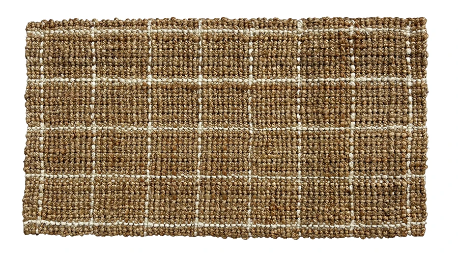 Bouclé Check Natural/White – Handwoven Jute Entrance Mat with Latex Backing (AJR106BC-NW-LB)
