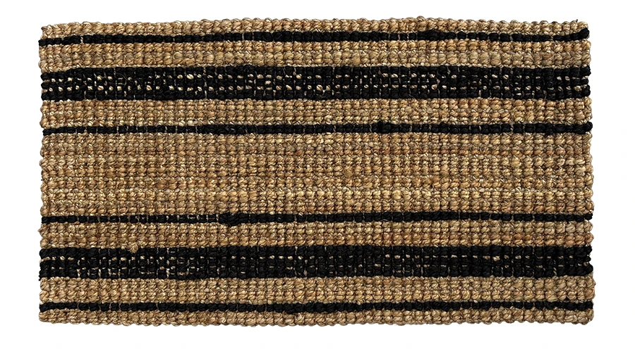 Bouclé Terra Stripe Natural/Black – Handwoven Jute Entrance Mat with Latex Backing (AJR106HS-LB)