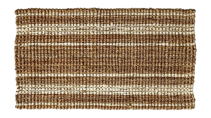 Bouclé Terra Stripe Natural/Bleach – Handwoven Jute Entrance Mat with Latex Backing (AJR106HS-NW-LB)