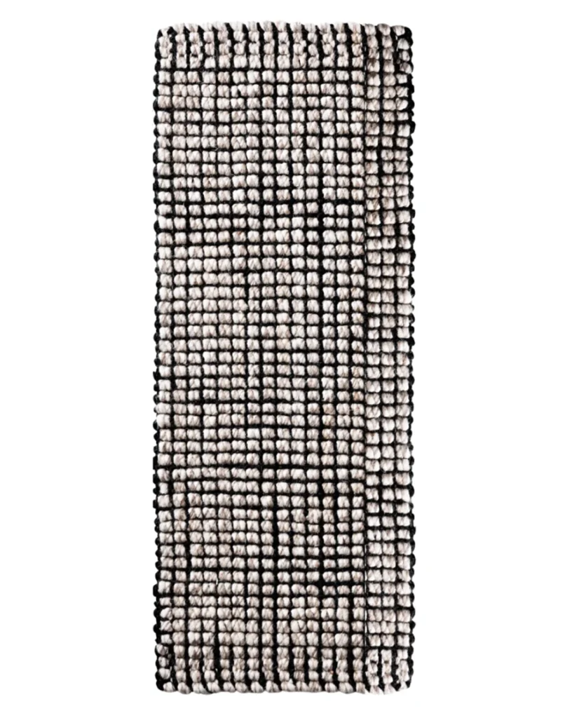 Ellora Black - Handwoven Jute and Natural Wool Bouclé Runner  with Natural Latex Backing (AJWR-BK)