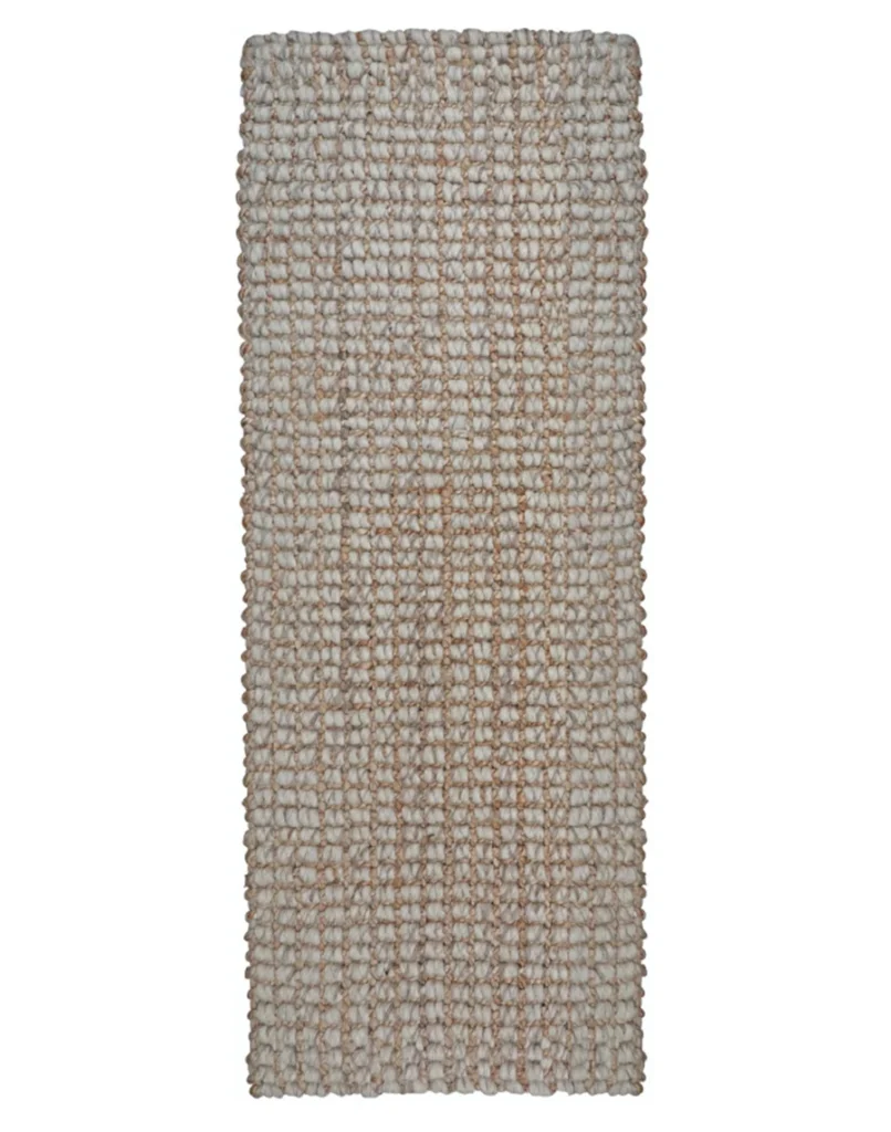 Ellora Natural – Handwoven Jute & Wool Bouclé Runner with Natural Latex Backing (AJWR-N)
