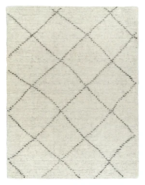 Orlean Natural/Black-Hand Knotted Diamond Wool Rug (AOWR-NK)