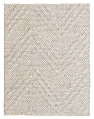 Volvo Creamy Sand-Handwoven New Zealand Wool and Art Silk Chevron Rug (AVWR-CS)